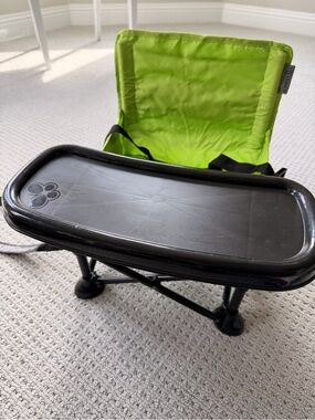 Portable Lime Green Folding Booster Seat with Tray